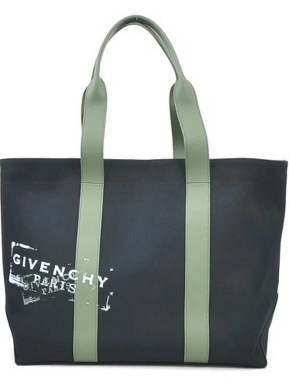 Auth GIVENCHY Handbag Black/Khaki Canvas/Leather - r11403k
